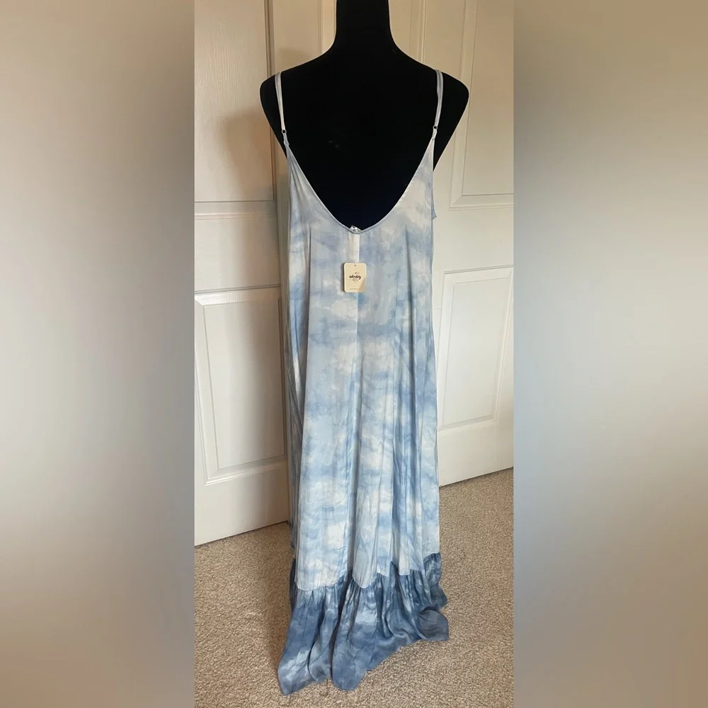 NWT Free People Full On Maxi Slip Dress in Sea Combo - Medium - Picture 6 of 7